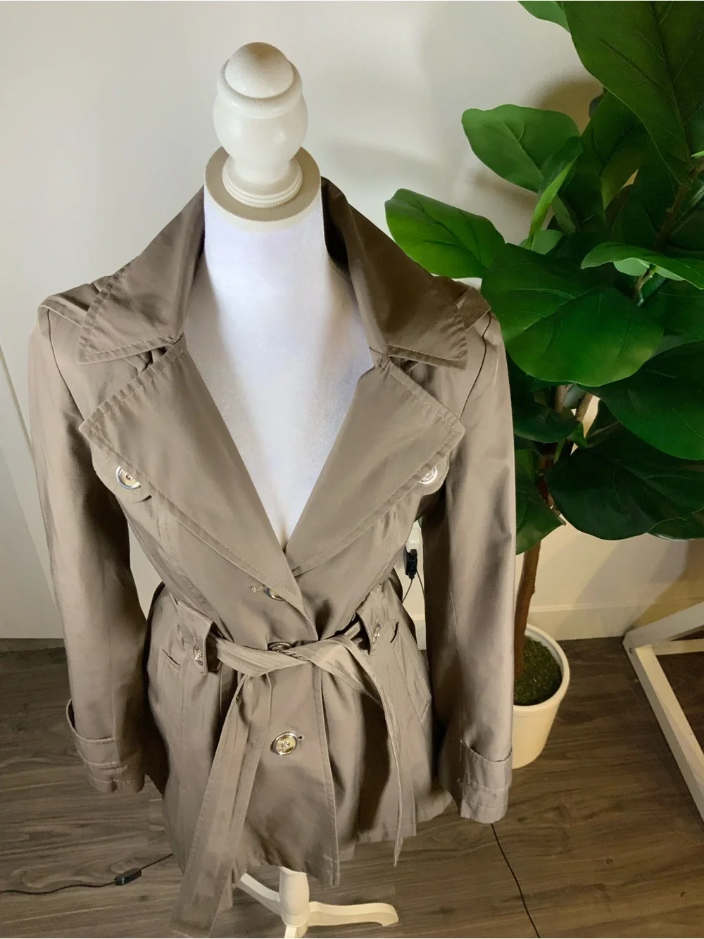 Via Spiga Taupe Trench Coat with Belted Waist